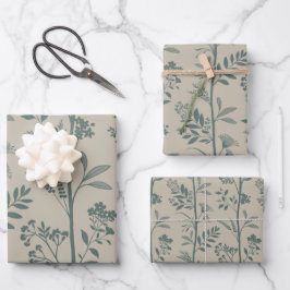 Hoja De Papel De Regalo Garden Dream Elegant Botanicals teal & beige