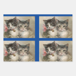 Hoja De Papel De Regalo Gatitos Vintage De 3