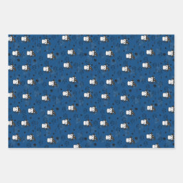 Hoja De Papel De Regalo Gatitos y pinturas en el Ceruleño oscuro