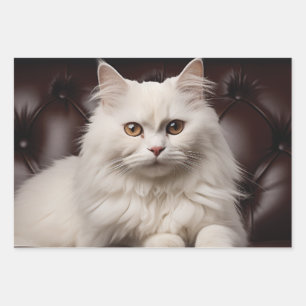 Hoja De Papel De Regalo Gato blanco majestuoso