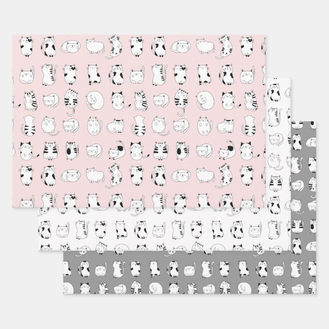 Hoja De Papel De Regalo Gato de corte  (Set)