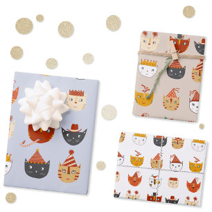 Hoja De Papel De Regalo Gato de Fiesta cutáneo