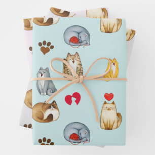 Hoja De Papel De Regalo Gato de gatos de gatos curos y divertidos