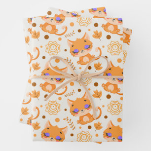 Hoja De Papel De Regalo Gato de Naranja mediador suave