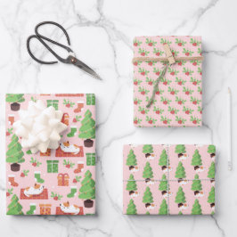 Hoja De Papel De Regalo Gato de Navidad Caprichoso