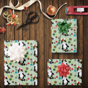 Hoja De Papel De Regalo Gato de Navidades blancos tuxedo