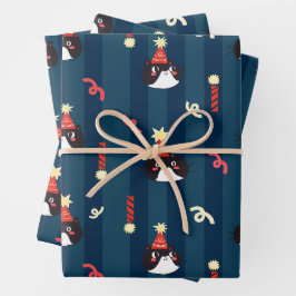 Hoja De Papel De Regalo Gato de Navidades negros