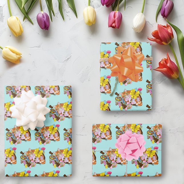 Hoja De Papel De Regalo Gato de Pascua Naranja (Subido por el creador)