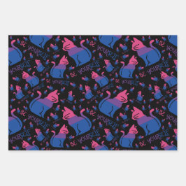 Hoja De Papel De Regalo Gato del Orgullo Bisexual - Sé tú mismo