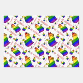 Hoja De Papel De Regalo Gato del Orgullo LGBTQ+ - Sé tú mismo