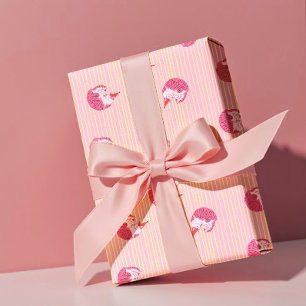 Hoja De Papel De Regalo Gato Dormilón Cumpleaños 1º Rayas Amarillas