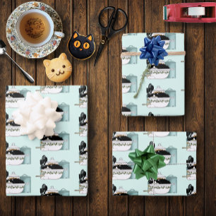 Hoja De Papel De Regalo Gato Esmoquin Sassy Tazón Vintage Acuario Retro Co