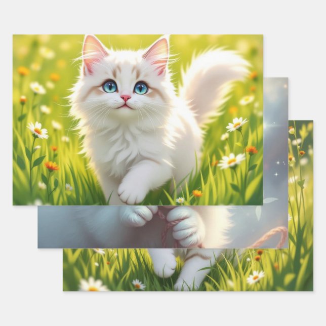 Hoja De Papel De Regalo Gato / Gatito (Set)