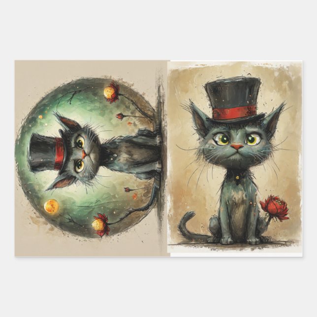 Hoja De Papel De Regalo Gato gracioso (Anverso)