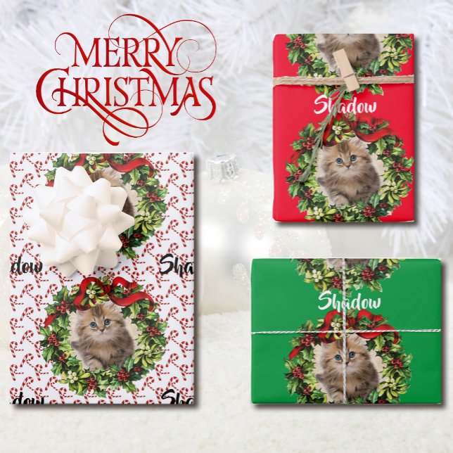 Hoja De Papel De Regalo Gato Kitty Navidades Foto y nombre Candy Cane 3 (Subido por el creador)