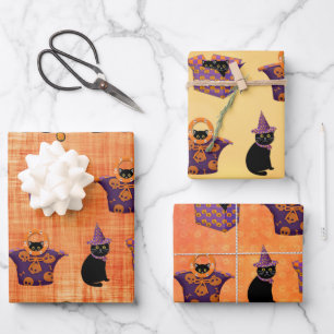 Hoja De Papel De Regalo Gato negro de Halloween