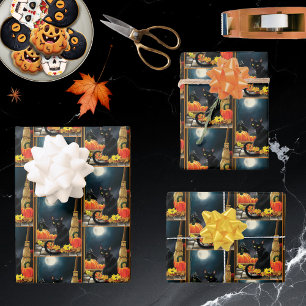 Hoja De Papel De Regalo Gato negro de Halloween
