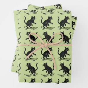 Hoja De Papel De Regalo Gato Skateboarding