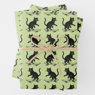 Hoja De Papel De Regalo Gato Skateboarding