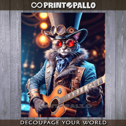 Hoja De Papel De Regalo Gato steampunk con sombrero de copa y gafas tocand