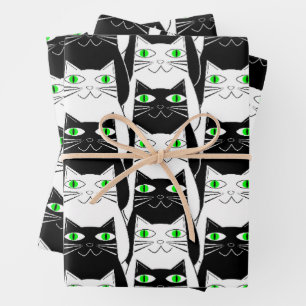 Hoja De Papel De Regalo Gatos blancos y negros