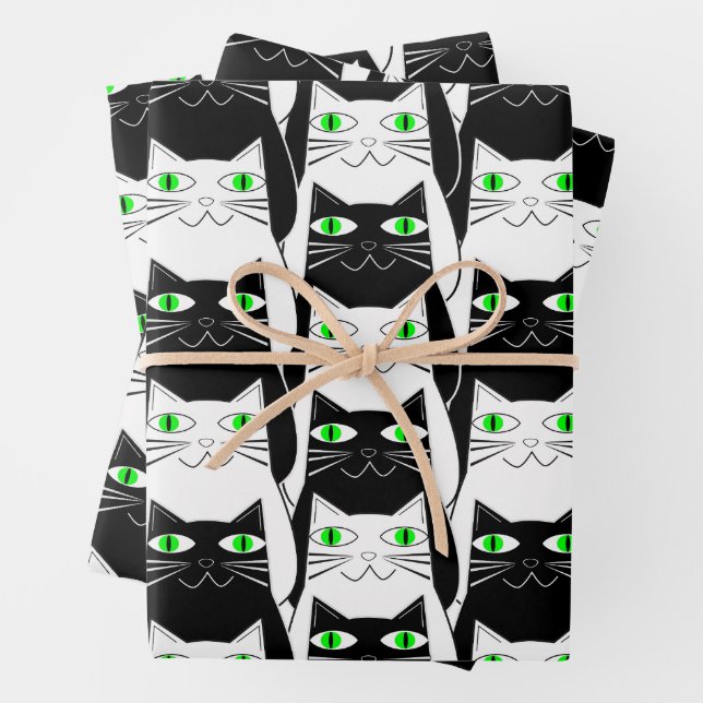 Hoja De Papel De Regalo Gatos blancos y negros (In situ)