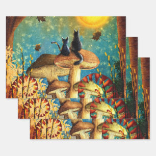 Hoja De Papel De Regalo Gatos de champiñón