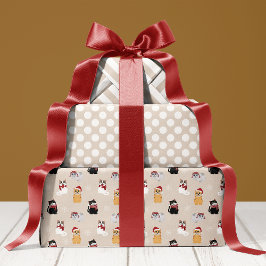 Hoja De Papel De Regalo Gatos de Santa Patrón de Navidad de Mascotas Gatit