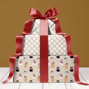 Hoja De Papel De Regalo Gatos de Santa Patrón de Navidad de Mascotas Gatit