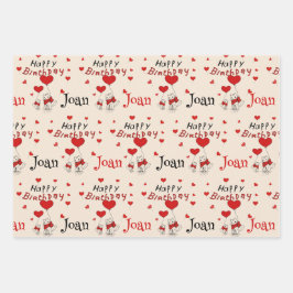 Hoja De Papel De Regalo Gatos Dulces Kitty Traen Deseos De Cumpleaños Añad