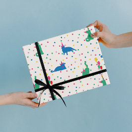 Hoja De Papel De Regalo Gatos juguetones cumpleaños perfecto