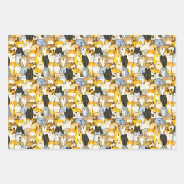 Hoja De Papel De Regalo Gatos Mascotas de patrón de gatitos con mango tren