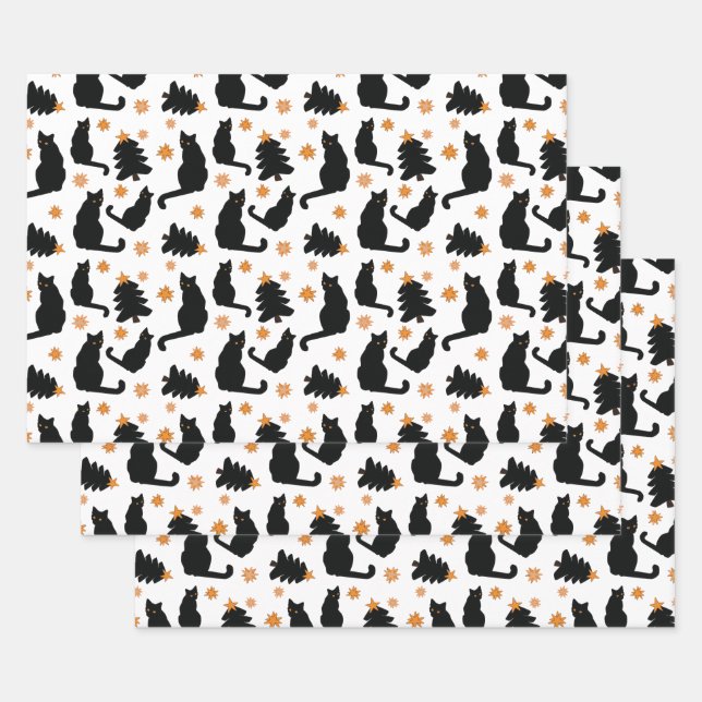 Hoja De Papel De Regalo Gatos negros (Set)