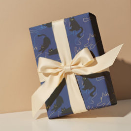 Hoja De Papel De Regalo Gatos negros de medianoche: patrón minimalista mod