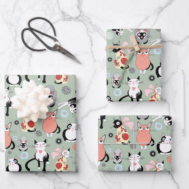 Hoja De Papel De Regalo Gatos Personalizados divertidos (Anverso)