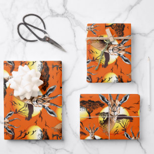 Hoja De Papel De Regalo Gazelle Animal salvaje Antelope africano