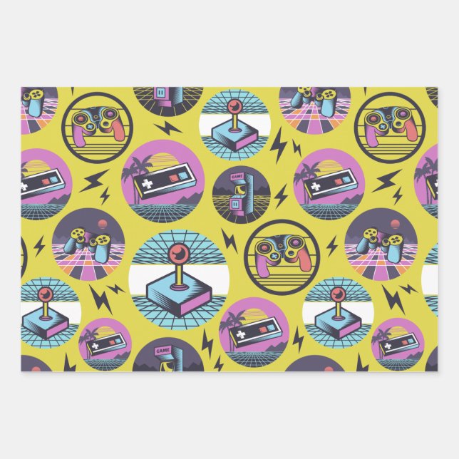 Hoja De Papel De Regalo Geek de juegos retro 80s (Anverso)