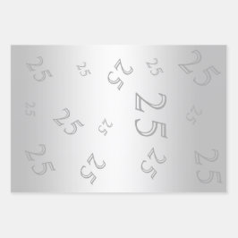 Hoja De Papel De Regalo Gema plateado y fiesta de cumpleaños número 25 de 