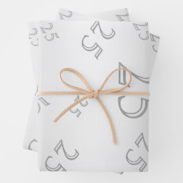 Hoja De Papel De Regalo Gema plateado y fiesta de cumpleaños número 25 de