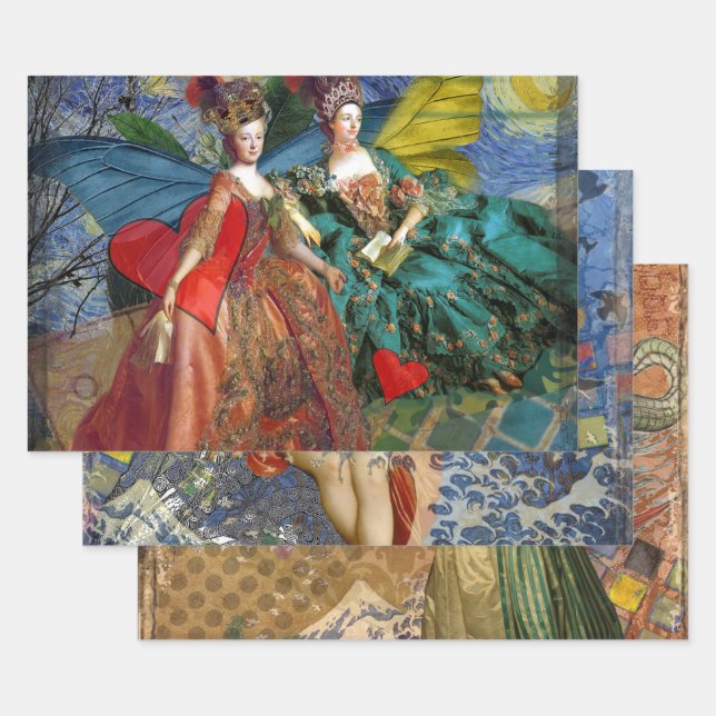 Hoja De Papel De Regalo Géminis Gítico clásico Mujer mariposa (Set)