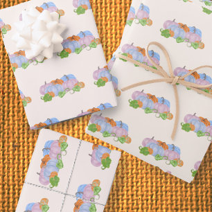 Hoja De Papel De Regalo Género de calabaza rosa y azul revelar envoltura d