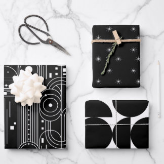 Hoja De Papel De Regalo Geometría Bauhaus negro y blanco -minimal