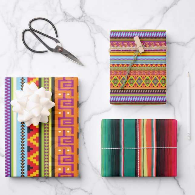 Hoja De Papel De Regalo Geometría del Boho Aztec Mexicano (Anverso)