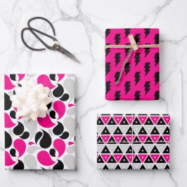 Hoja De Papel De Regalo Geometría Flash Forma Negra Rosa