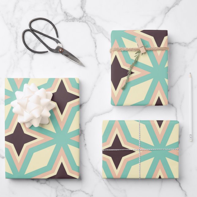 Hoja De Papel De Regalo Geometric pattern with alternating dark star shape (Anverso)