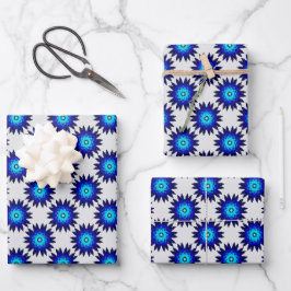 Hoja De Papel De Regalo Geométrico azul