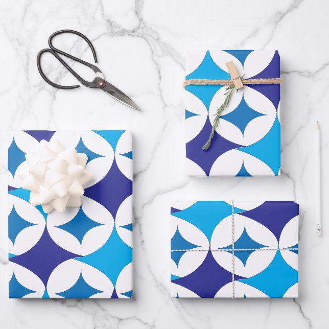 Hoja De Papel De Regalo Geométrico Blue Modern (Anverso)