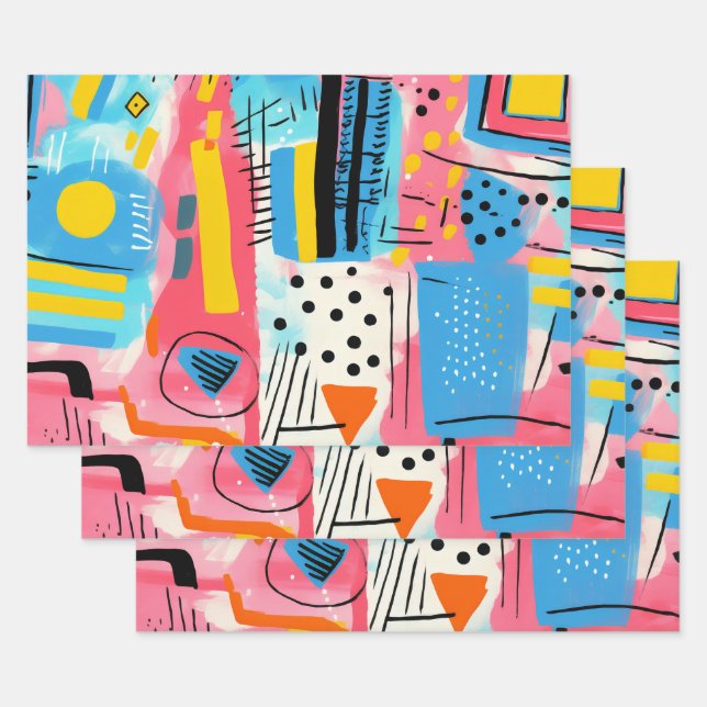 Hoja De Papel De Regalo Geométrico moderno (Set)