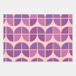 Hoja De Papel De Regalo Geométrico Moderno de Mitad de Siglo Rosa Púrpura 