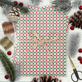 Hoja De Papel De Regalo Geométrico verde rojo navidad con piezas de carame
